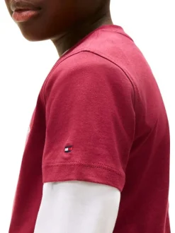 T-shirt en coton bordeaux à coupe droite pourvu d'un imprimé de la marque