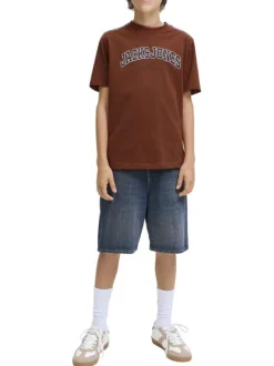 T-shirt en coton brique uni avec une coupe droite et nom iconique