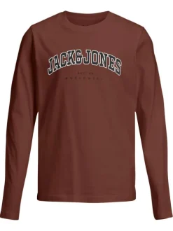 T-shirt en coton brique uni avec une coupe droite et un col rond