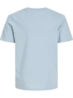 T-shirt en coton ciel uni pourvu d'un imprimé et d'un col rond