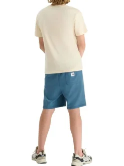 T-shirt en coton écru imprimé avec une coupe droite et un col rond