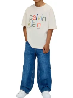 T-shirt en coton écru imprimé à coupe ajustée et un col rond