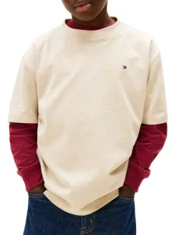 T-shirt en coton écru pourvu d'imprimés de la marque dans le dos