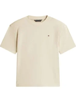 T-shirt en coton écru pourvu d'imprimés de la marque dans le dos