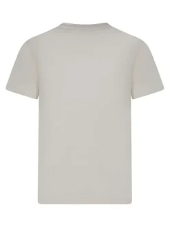 T-shirt en coton écru uni avec une coupe droite et un imprimé sur la poitrine