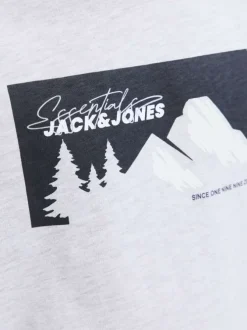 T-shirt en coton gris clair imprimé avec une coupe droite et un col rond