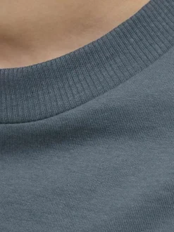 T-shirt en coton gris uni avec une coupe droite et un col rond