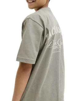 T-shirt en coton kaki orné d'un imprimé de la marque oversize dans le dos