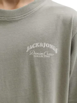 T-shirt en coton kaki orné d'un imprimé de la marque oversize dans le dos