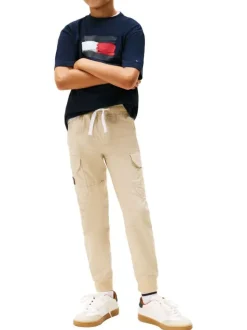 T-shirt en coton marine à imprimé fantaisie avec un col rond