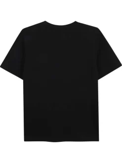 T-shirt en coton noir à coupe droite pourvu du nom de la marque