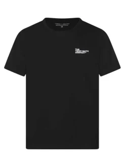 T-shirt en coton noir à coupe droite pourvu d'un col rond et de manches courtes