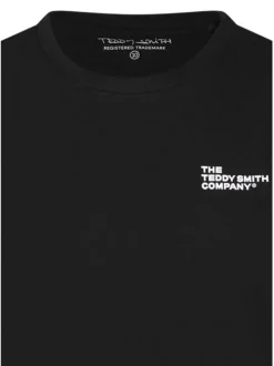 T-shirt en coton noir à coupe droite pourvu d'un col rond et de manches courtes