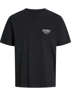 T-shirt en coton noir avec une coupe droite et un imprimé urbain