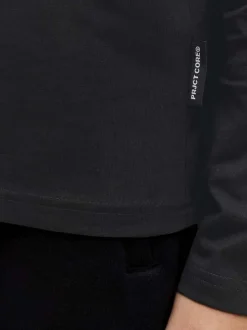 T-shirt en coton noir avec un logo blanc imprimé et un col rond