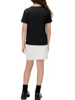 T-shirt en coton noir imprimé logo à coupe droite et à col rond