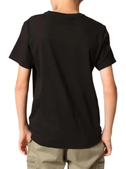 T-shirt en coton noir imprimé avec un col rond et des manches courtes