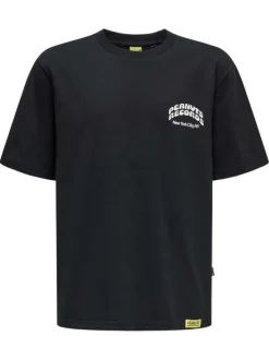 T-shirt en coton noir uni pourvu d'un imprimé snoopy et d'un col rond