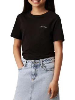 T-shirt en coton noir uni avec une coupe droite et un col rond