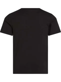 T-shirt en coton noir uni avec une coupe droite un col rond et le logo imprimé