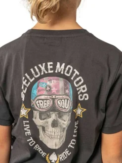T-shirt en coton noir uni pourvu d'une coupe droite et d'un col rond