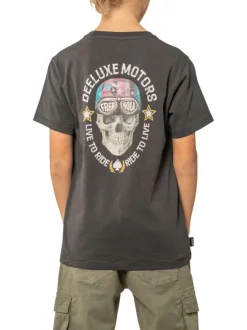 T-shirt en coton noir uni pourvu d'une coupe droite et d'un col rond