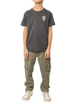 T-shirt en coton noir uni pourvu d'une coupe droite et d'un col rond