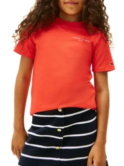 T-shirt en coton orange à col rond avec des manches courtes