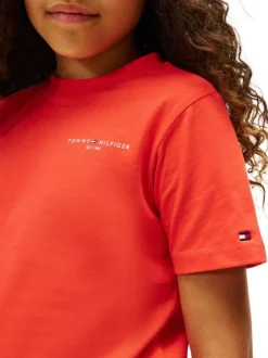 T-shirt en coton orange à col rond avec des manches courtes