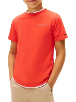 T-shirt en coton orange à col rond avec des manches courtes