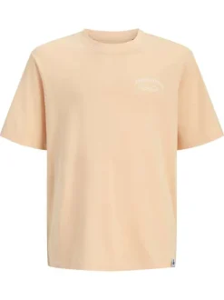 T-shirt en coton pêche orné d'un imprimé de la marque oversize dans le dos