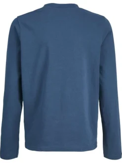 T-shirt en coton pétrole uni avec une coupe droite et un col rond