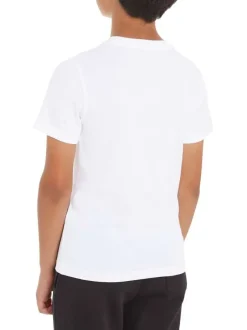T-shirt en coton régénératif blanc avec une coupe regular fit et un col rond
