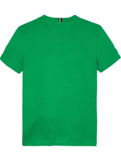 T-shirt en coton régénératif vert à imprimé, coupe droite col rond