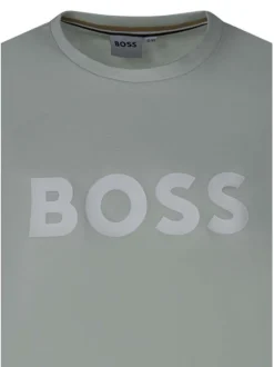 T-shirt en coton vert d'eau pourvu d'un col rond et de manches courtes