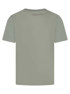 T-shirt en coton vert d'eau à coupe ajustée pourvu d'un col rond