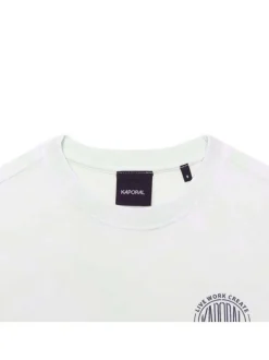 T-shirt en coton vert d'eau avec un fondu clair coupe droite et un col rond