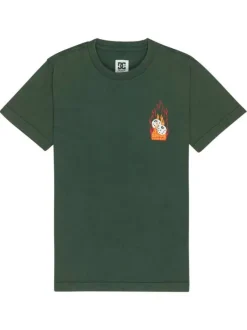 T-shirt en coton vert sapin uni avec un col rond et des manches courtes