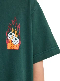 T-shirt en coton vert sapin uni avec un col rond et des manches courtes