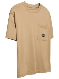 T-shirt manches courtes en coton beige uni avec une coupe oversize