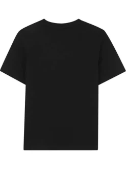 T-shirt manches courtes en coton noir avec 3 logos imprimés et un col rond
