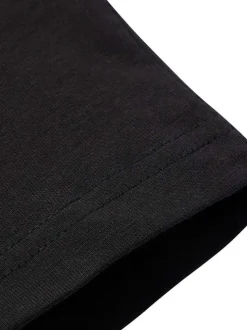 T-shirt manches courtes noir en coton à coupe droite avec logo blanc et col rond