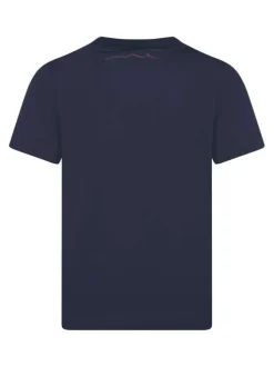 T-shirt marine en coton avec logo brodé à coupe droite et à col rond