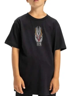 T-shirt noir en coton mélangé avec un col rond et logo brodé