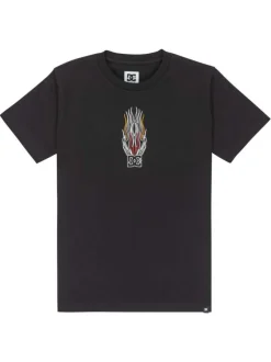 T-shirt noir en coton mélangé avec un col rond et logo brodé