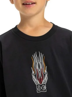 T-shirt noir en coton mélangé avec un col rond et logo brodé