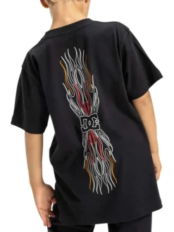 T-shirt noir en coton mélangé avec un col rond et logo brodé