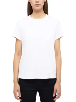 T-shirt Ada en coton blanc uni à coupe slim avec col rond et logo brodé