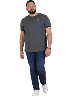 T-shirt anthracite uni avec une coupe droite un col rond et des manches courtes
