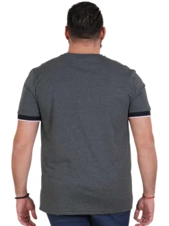 T-shirt anthracite uni avec une coupe droite un col rond et des manches courtes